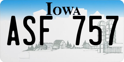 IA license plate ASF757