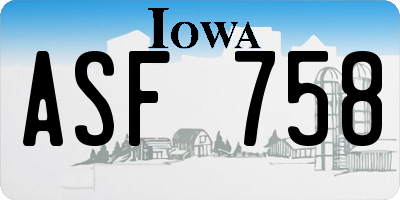 IA license plate ASF758