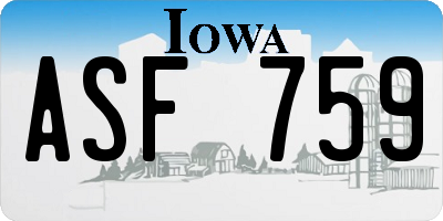 IA license plate ASF759