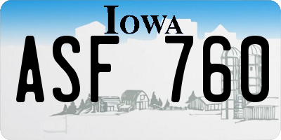 IA license plate ASF760