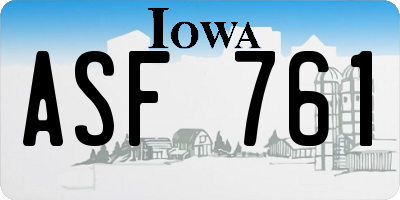 IA license plate ASF761