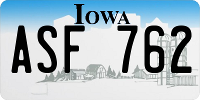 IA license plate ASF762