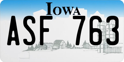 IA license plate ASF763