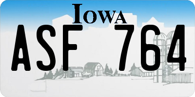 IA license plate ASF764