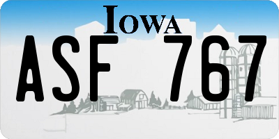 IA license plate ASF767