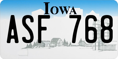 IA license plate ASF768