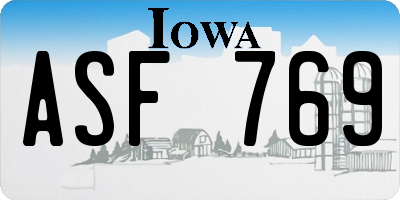 IA license plate ASF769