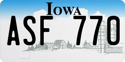 IA license plate ASF770