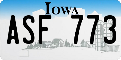 IA license plate ASF773