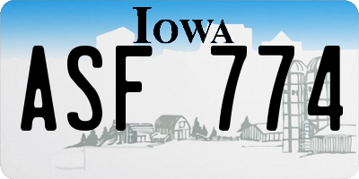 IA license plate ASF774