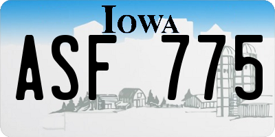 IA license plate ASF775