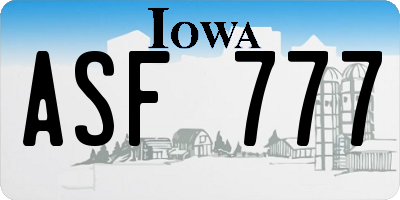 IA license plate ASF777