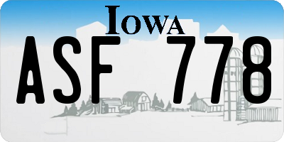 IA license plate ASF778
