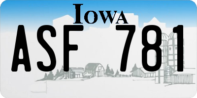 IA license plate ASF781