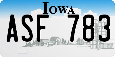 IA license plate ASF783