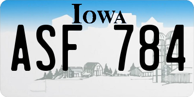 IA license plate ASF784