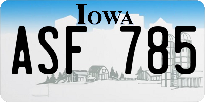 IA license plate ASF785