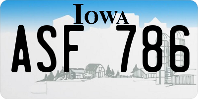 IA license plate ASF786
