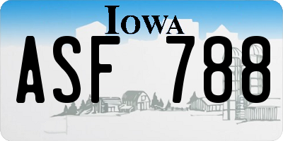 IA license plate ASF788