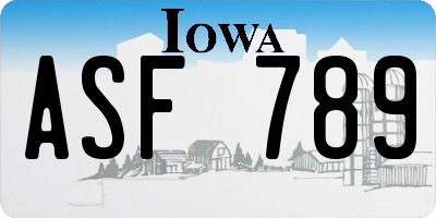 IA license plate ASF789