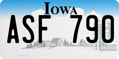 IA license plate ASF790