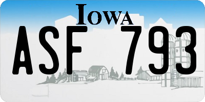 IA license plate ASF793