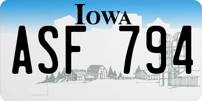 IA license plate ASF794