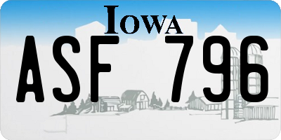 IA license plate ASF796