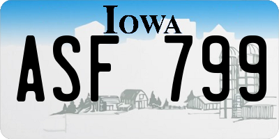 IA license plate ASF799