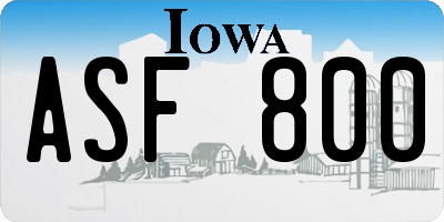 IA license plate ASF800