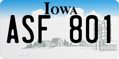 IA license plate ASF801