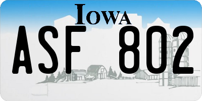 IA license plate ASF802