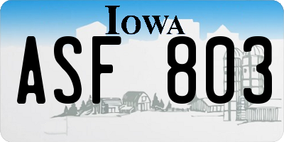 IA license plate ASF803