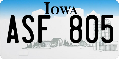 IA license plate ASF805
