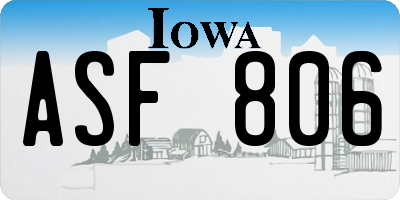 IA license plate ASF806