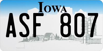 IA license plate ASF807