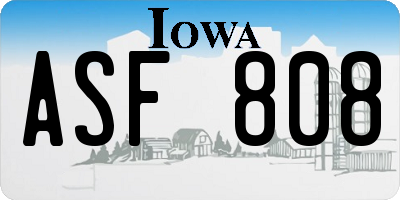 IA license plate ASF808