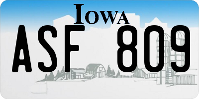 IA license plate ASF809