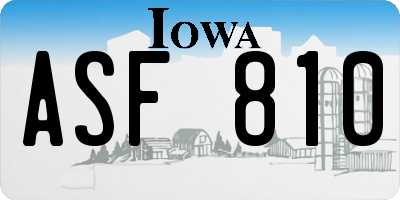 IA license plate ASF810