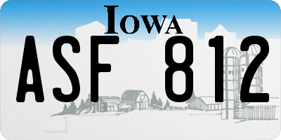 IA license plate ASF812