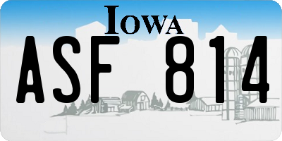 IA license plate ASF814