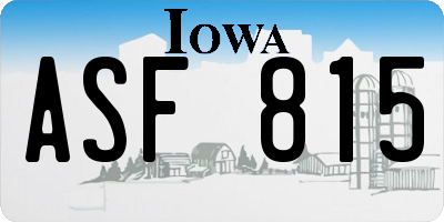 IA license plate ASF815