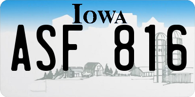 IA license plate ASF816