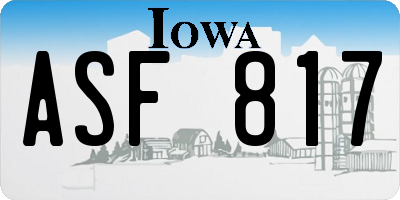 IA license plate ASF817