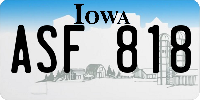 IA license plate ASF818