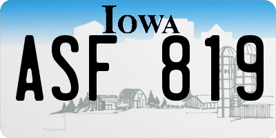 IA license plate ASF819