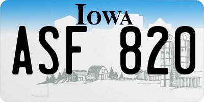 IA license plate ASF820