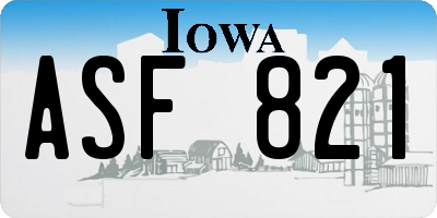 IA license plate ASF821