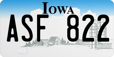 IA license plate ASF822