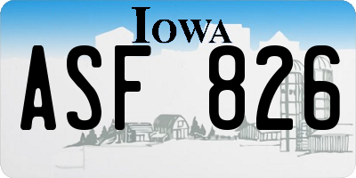 IA license plate ASF826